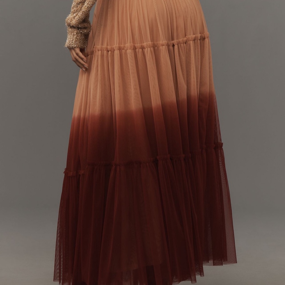 Anthropologie Elegant Tulle Ombre Brown Skirt